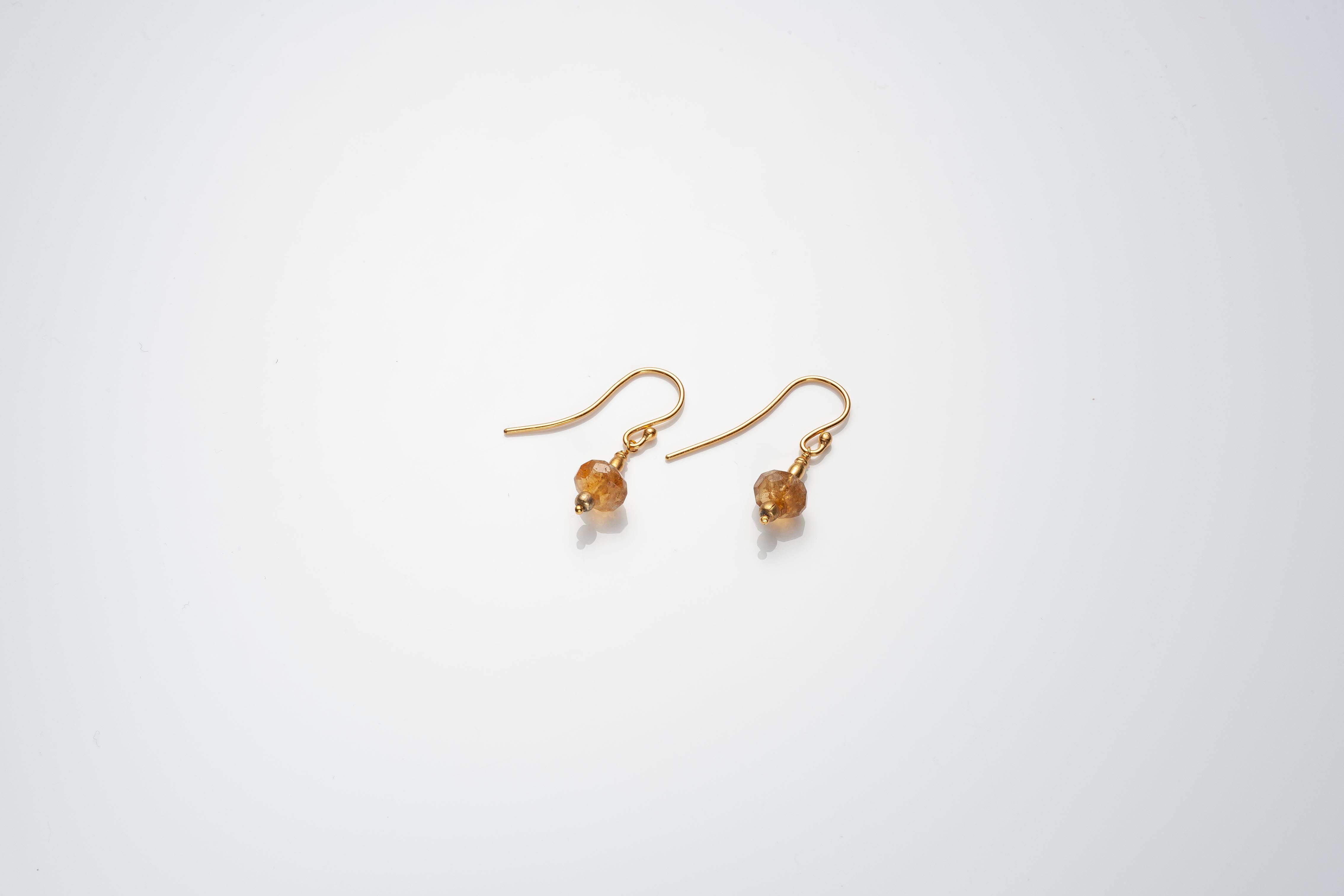 Gold Plated Citrine Temple Earrings