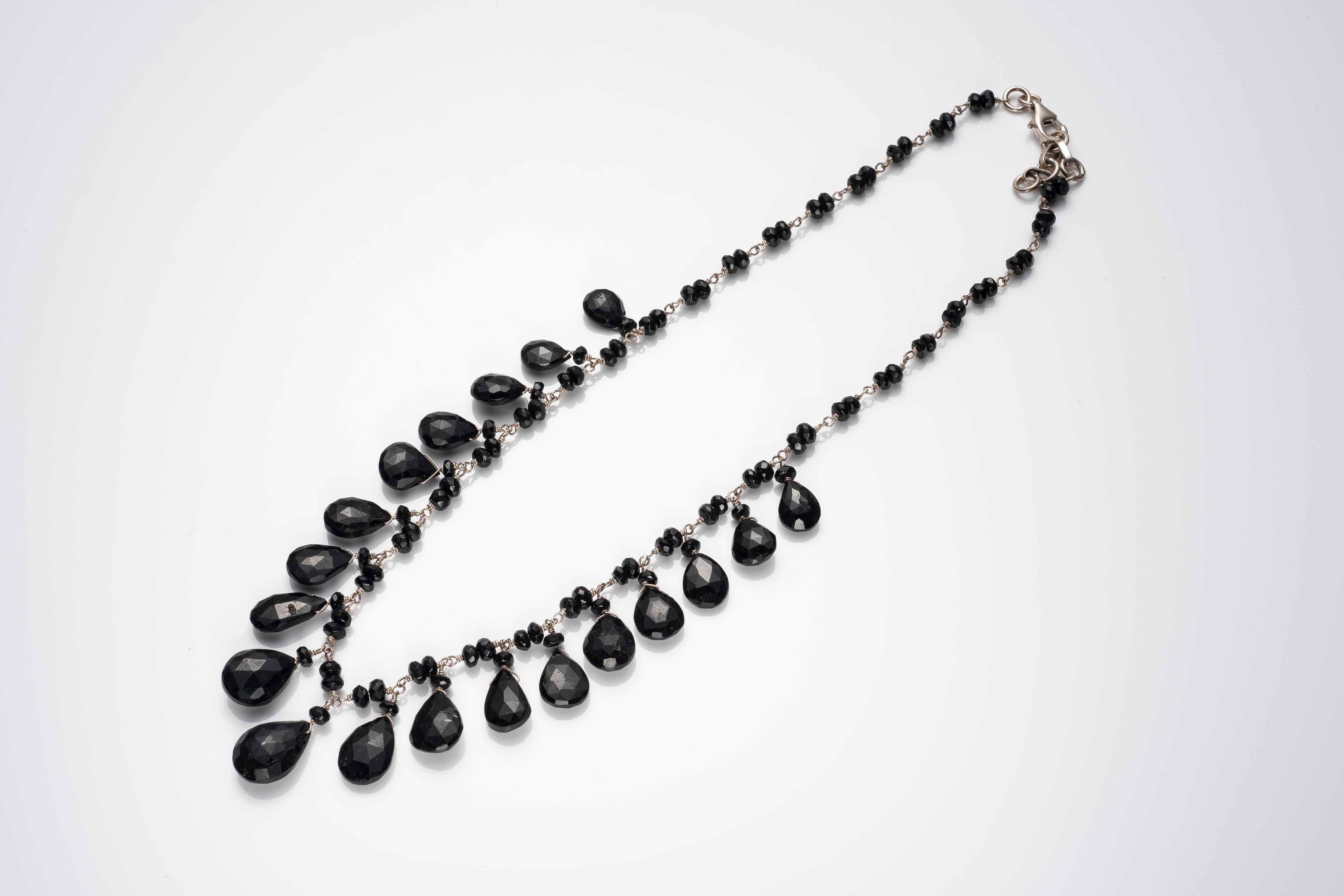 Cluster Necklace With Faceted Black Onyx