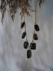 Gold Plated Shaker Necklace With Faceted Square Green Tourmaline